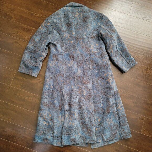 Free People Micah Duster Coat Womens S Boho Chic Tapestry Vintage Old World - Picture 4 of 10